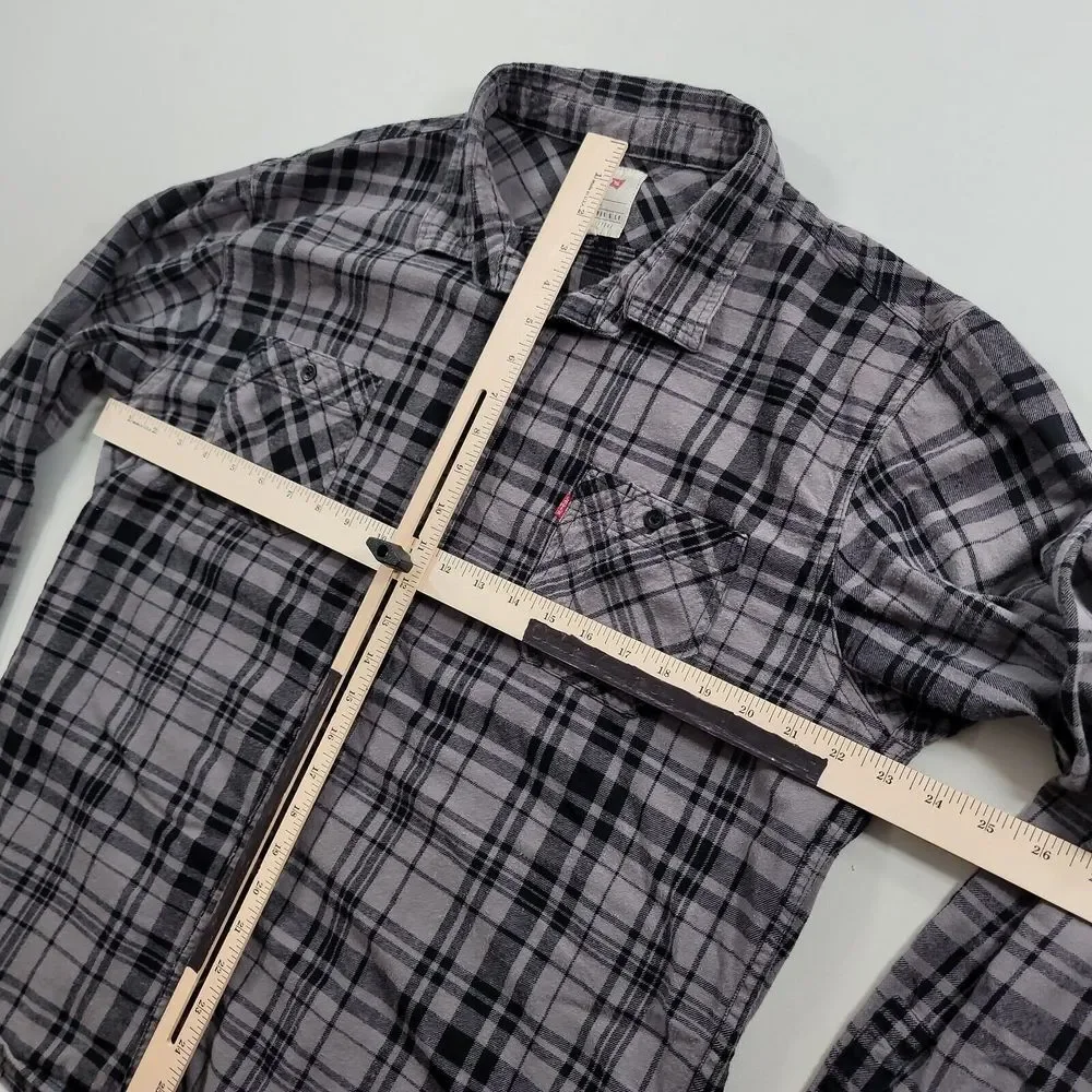 Levis Shirt Mens Large Grey Plaid Long Sleeve‎ Button Up Soft Cotton